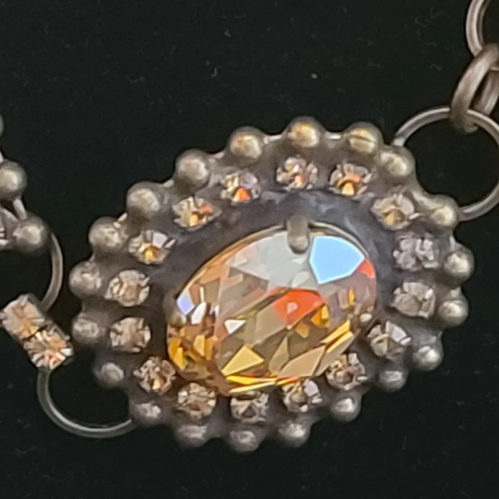 VAN GALZ - Ballchain, Leather & Crystal Wrap, Oval Pendant Necklace - Picture 13 of 14